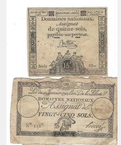 Superb Rare Vintage 1700s France Assignats Banknotes Set of 3 in VF condition - Picture 3 of 6