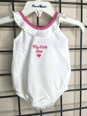 NEW Little Ashkim Balloon Ivory/Pink Bow & Ruffle Bodysuit 0/3M ''My Little Love''