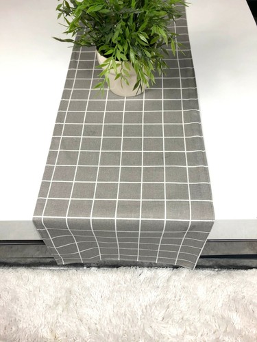 Table Runners, Set of 2, 100% Linen, Geometric Design - Picture 5 of 10