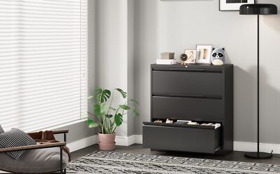 TOPASS Lateral File Cabinet with 3 Drawer Metal Filing Storage Cabinet Lockable 