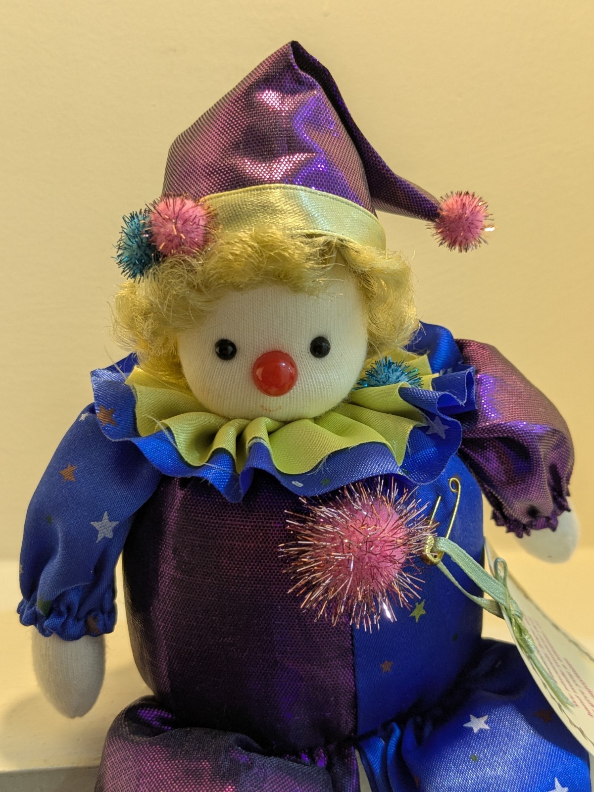 Handmade Musical Clown Doll Plush - Vintage Style Collectible Gift thumbnail 3