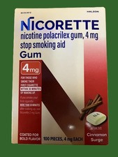 Nicorette Cinnamon Surge 4mg Nicotine Gum 100 Count, Stop Smoking Aid, FREE SHIP