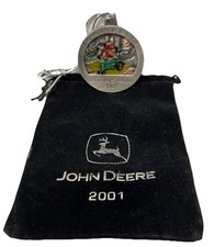 John Deere Collector Series Christmas Ornament 2001 6 Pewter With velvet pouch