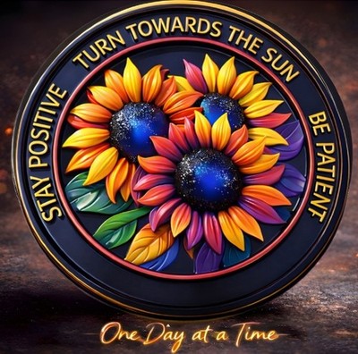  Sunflower Sobriety Coin Heavyweight 49g Recovery Gift, 4 Year Medallion Token