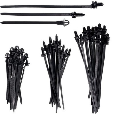 BENLIUDH Push Mount Wire Ties, Snap in Zip Tie Automotive Clips 60 Pcs, Black 