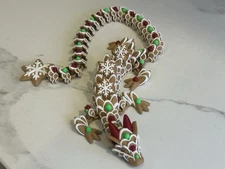 19-inch 3D Printed Gingerbread Dragon -  Articulated Holiday Toy - Cinderwing