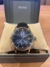 Seiko Presage Cocktail Time Watch Blue Dial Automatic Leather Strap Used