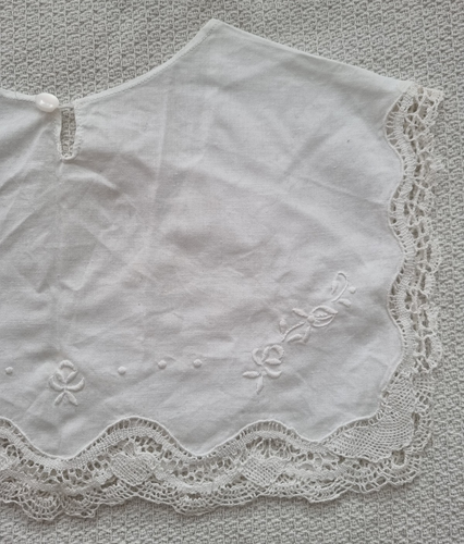 White Hand Embroidered Vintage cotton lace Collar - Picture 9 of 9