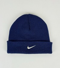 Nike Vintage 90s Logo Y2K Knit Beanie Hat Unisex Kids Size One Size Blue Top