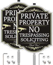  2 Pack Large No Trespassing Signs Private Property with Stake 36" Tall, 14" x