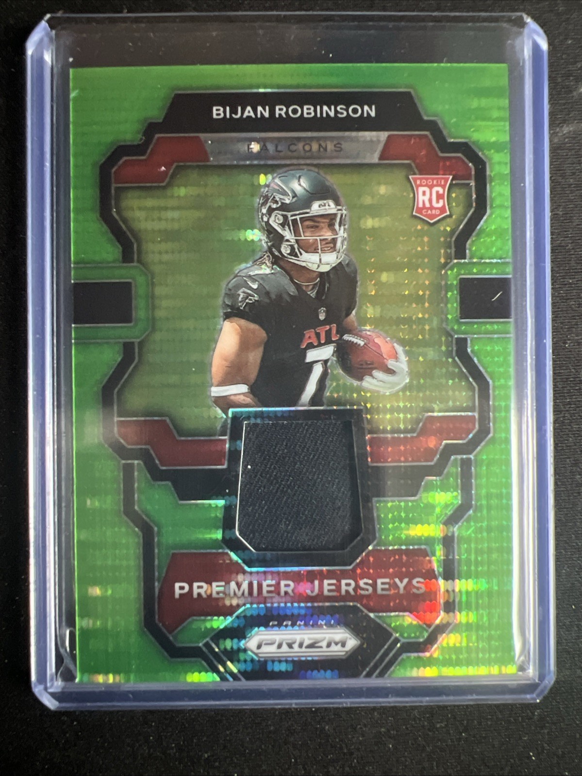 2023 Prizm Premier Jerseys Bijan Robinson #PJ-BR Neon Green Pulsar RC rookie