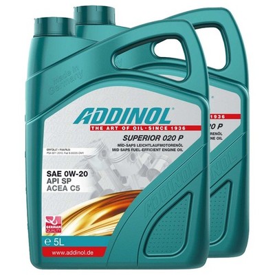 Motoröl ADDINOL 0W-20 Superior 020 P 2 X 5 Liter für Citroen Fiat Honda Hyundai 
