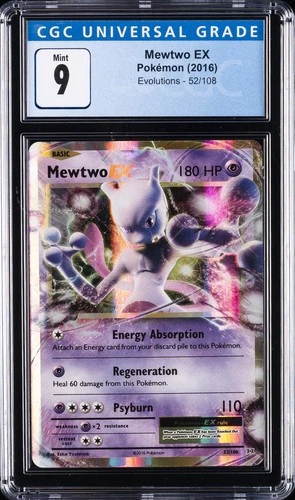 2016 POKEMON EVOLUTIONS #52 MEWTWO EX CGC 9