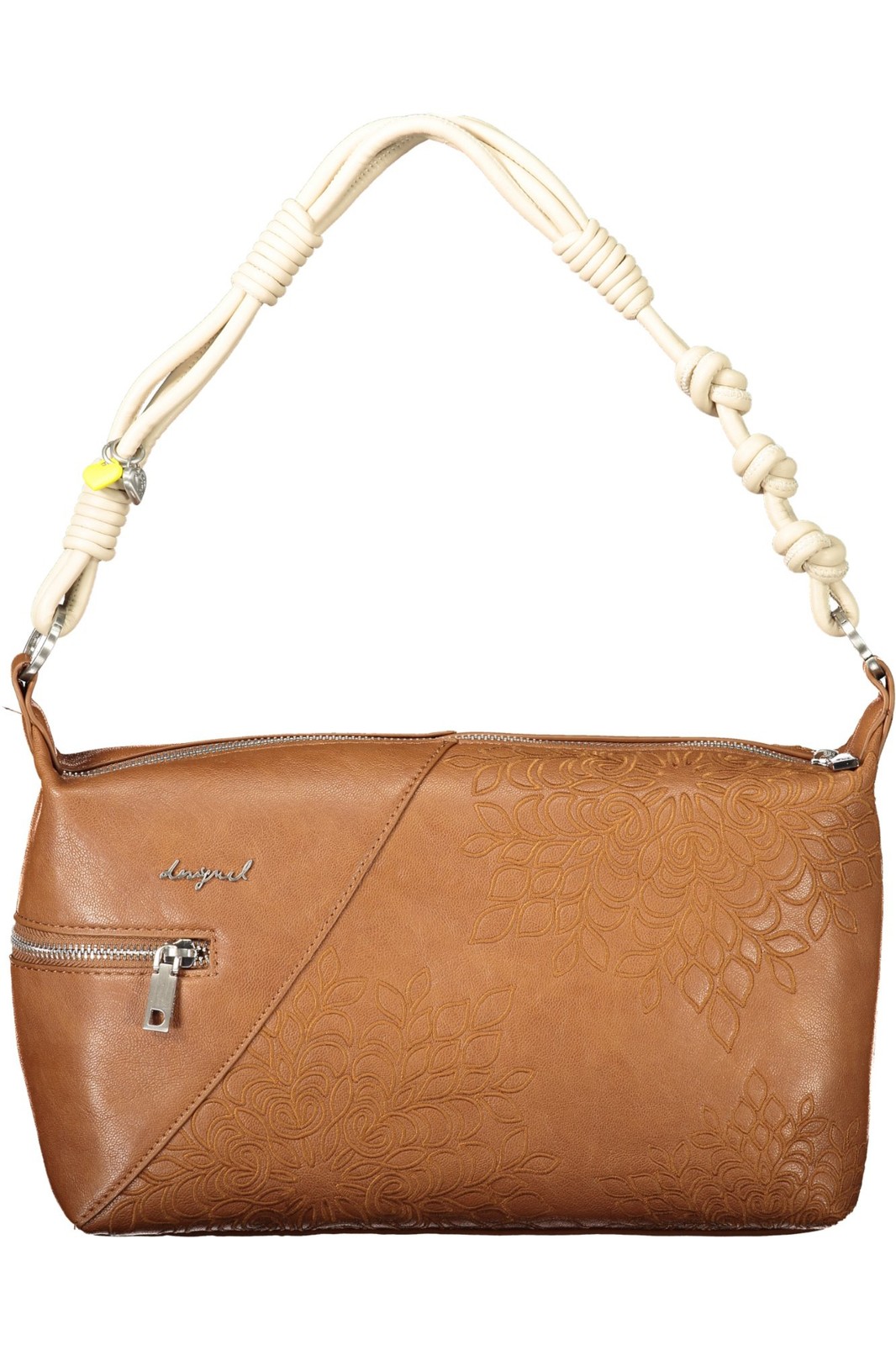 Desigual Donna Marrone Elegante Borsa Con Zip E Tasche Multiple - Immagine 3