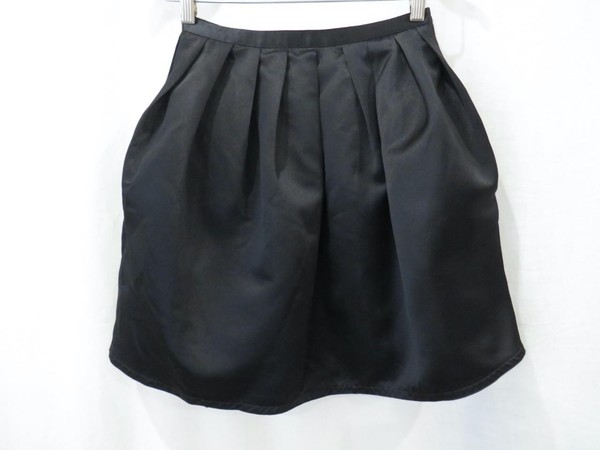 Tokito Womens Sz 6 Skirt Black Sateen Waist Pleats Short Length Side Pockets