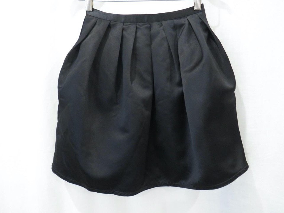 Tokito Womens Sz 6 Skirt Black Sateen Waist Pleats Short Length Side Pockets