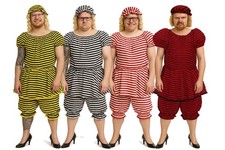 Adults Panto Dame 1920's Beach Belle Victorian Bathing Suit Fancy Dress Costume