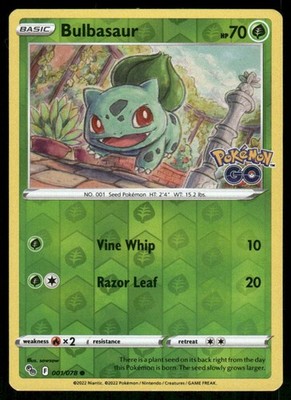 Bulbasaur 001/078 Common Pokemon GO Pokemon Reverse Holo Near Mint