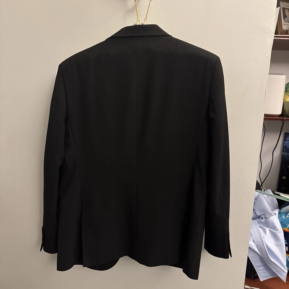 Calça Jaqueta Elástica Masculina DKNY Preta Ajuste Moderno Terno 2 Peças Tamanho 44R 38W 32L - Imagem 4 de 4