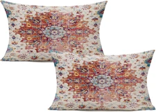 12X20 Set of 2 Orange Boho Lumbar Throw Pillow Covers Decorative Outdoor Farmhou