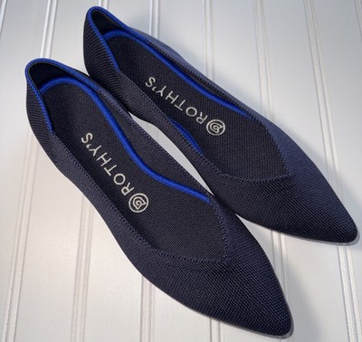 Rothy's The Point Navy Dark Blue Pointed Toe Ballet Flats Womens 8