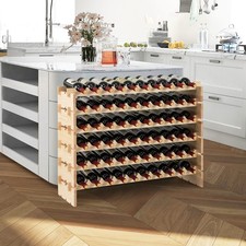 60 Bottles Natural Wine Rack Stackable Modular Wine Bottle Holder