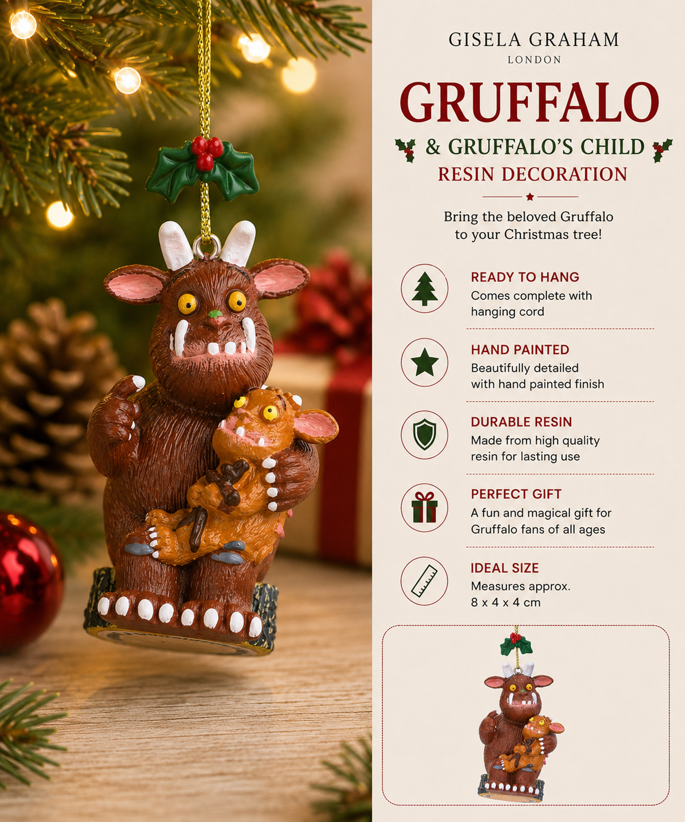 Gisela Graham Gruffalo & Gruffalo's Child Christmas Tree Decoration Ornament 8cm