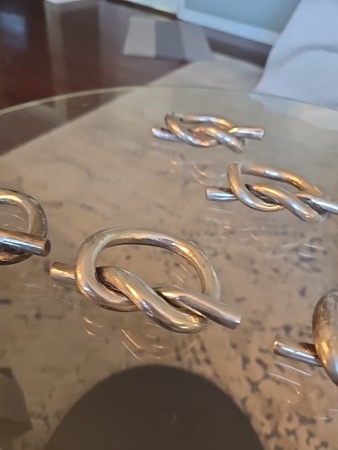 Heavy Silverplate Set Of 10 Love Knot Napkin Rings Exceptional Quality - Picture 6 of 9