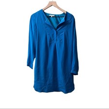 Madewell Broadway and Broome Long Sleeve Blue 100% Silk Dress Size Small