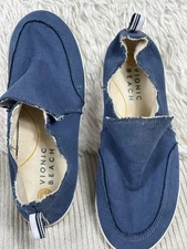 Vionic Beach Malibu Shoes Womens Size 9 Blue Canvas Slip On Sneakers Comfort