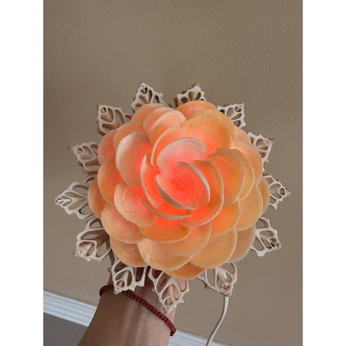 Vintage Natural Seashell flower Lamp Night Light Shell 6.5” retro nautical Mcm - Picture 2 of 14