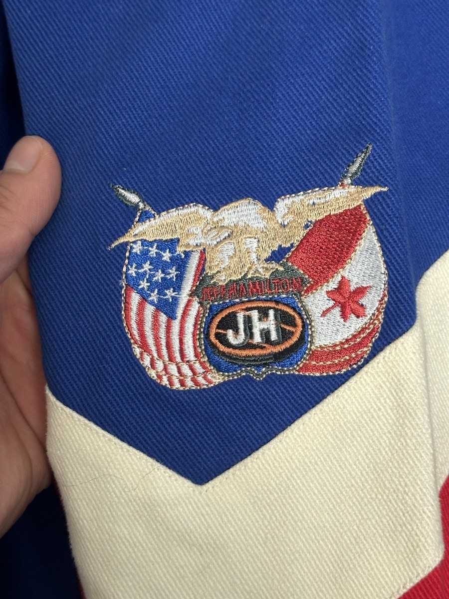 Vintage Jeff Hamilton New York Rangers Varsity Jacket Large Blue