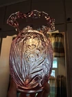 Fenton Cranberry Pink Ruffled Rim Daffodil Embossed Vase 8"-In Mint Condition!!!