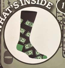 Sockopath MONEY Men's One Size Fits Most Crew Socks GIFT/BOXED $100 Bills Print