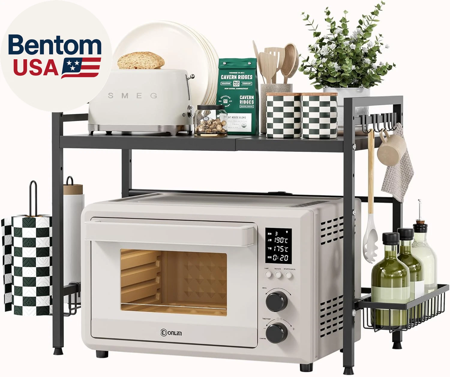 Expandable Microwave Stand,2 Tier Metal Kitchen Countertop Organizer Shelves wit
Opens in a new wind