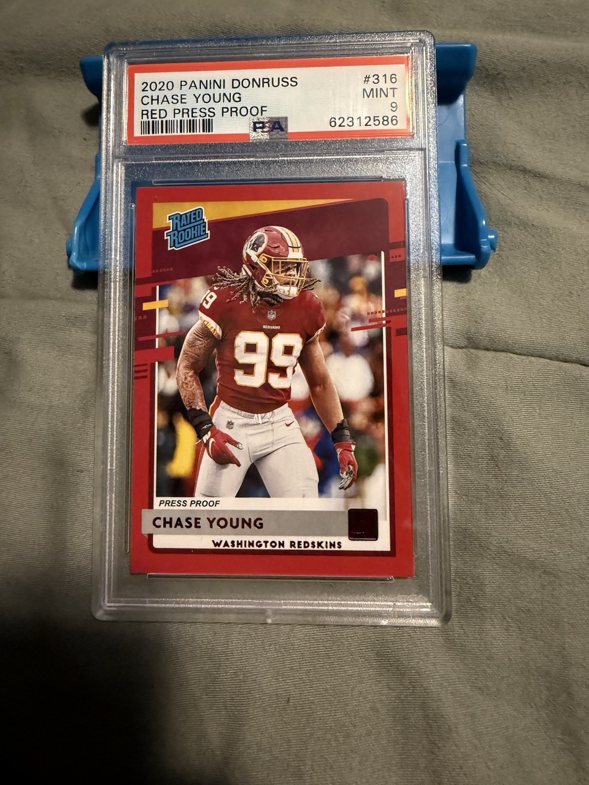 Panini 2020 Donruss Chase Young Rookie #316 Red Press Proof PSA 9 Redskins