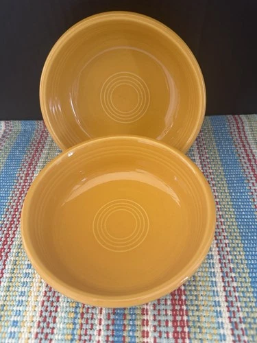 Set Of 2 Fiesta Fiestaware 5 3/4" Cereal Fruit Nappy Bowl Marigold Yellow USA
