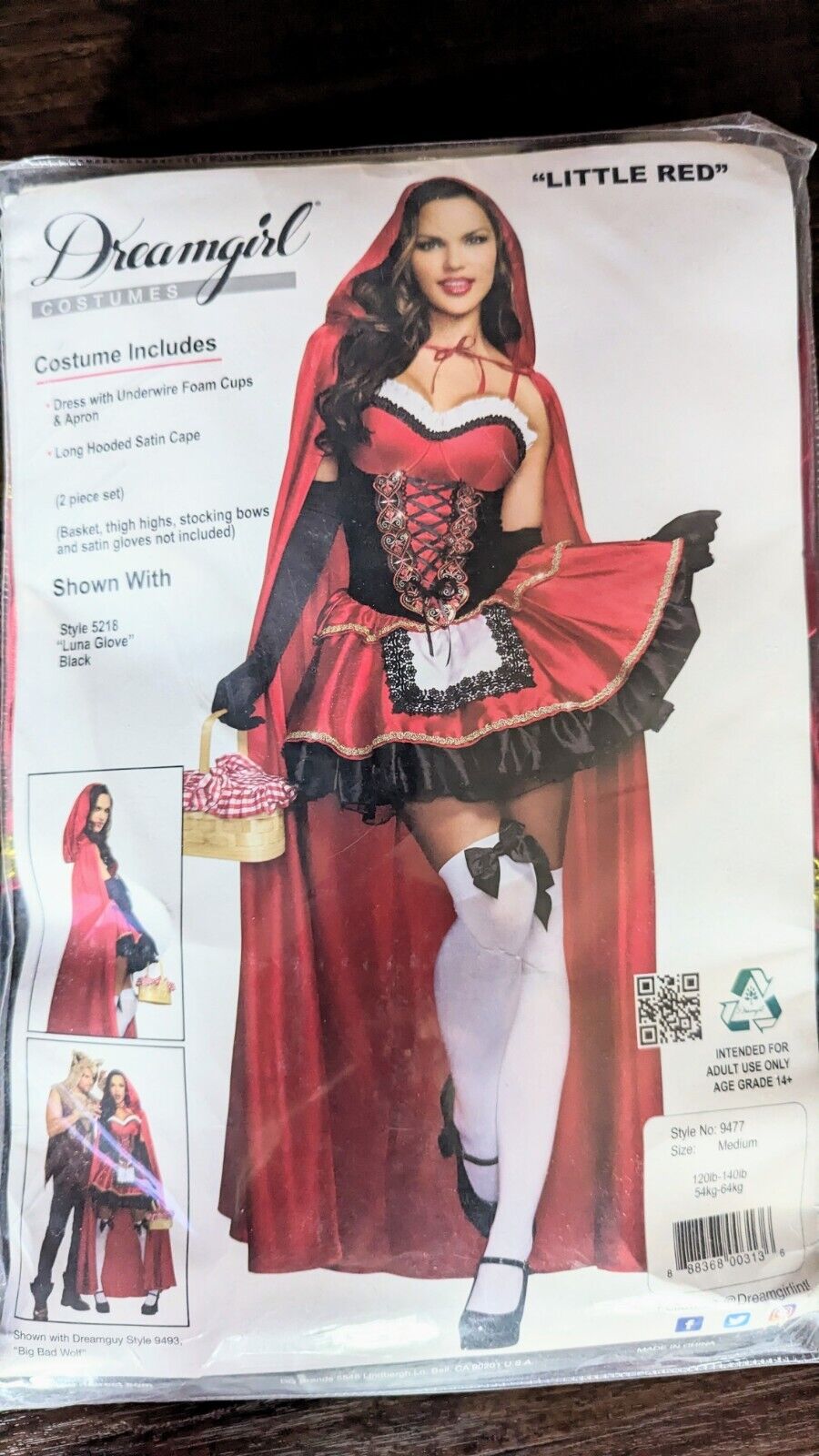 Gothic Red Riding Hood Costume For Halloween,Theme Parties, Cosplay Game,  Masquerade Size L 