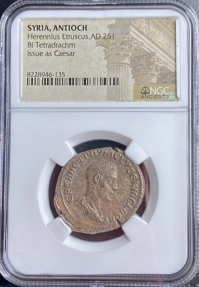 Ancient Roman Tetradrachm Coin Herennius Etruscus as Caesar 251AD NGC Certified - Image 4 of 4