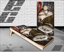 Ghost Crappie Fishing Flag Wood Cornhole Boards Bean Bag Toss Game
