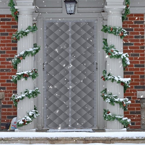 Garage Door Curtain, Fits Door Size 9'x7', With Transparent Window