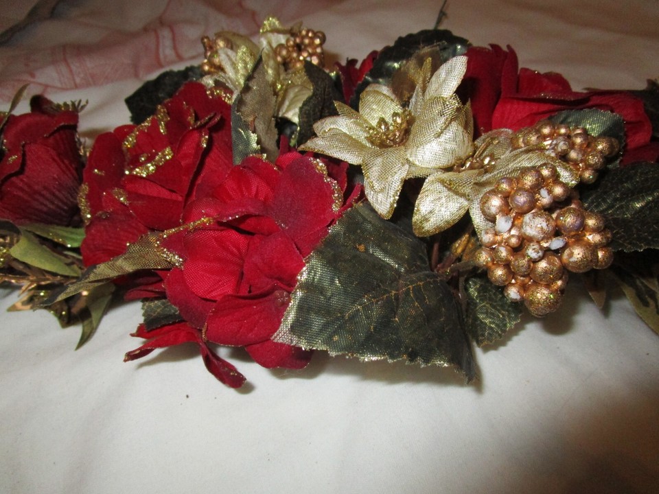 Christmas artificial flowers table center decoration red gold eBay