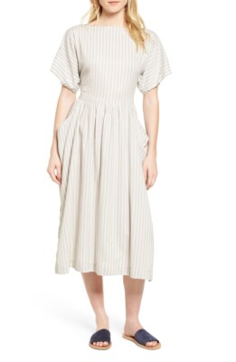 knee length dresses for ladies Plaid Linen Halter Dress - Plum Plaid