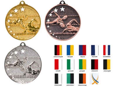 THOST Medaillen Schwimmen mit persönlichem Wunschtext Ø50 mm | für Sieger und Gewinner