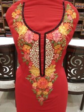 Aari Work Fused with Hand Cut Daana and Gota Pati Work Kashmir Suit, Salwar Suit