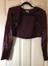 Vintage Be Smart Satin Burgundy Cropped Formal Dress Jacket Size L