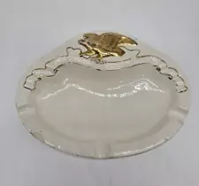 Vintage Ashtray Holland Mold Ceramic Gold Eagle Ash Tray