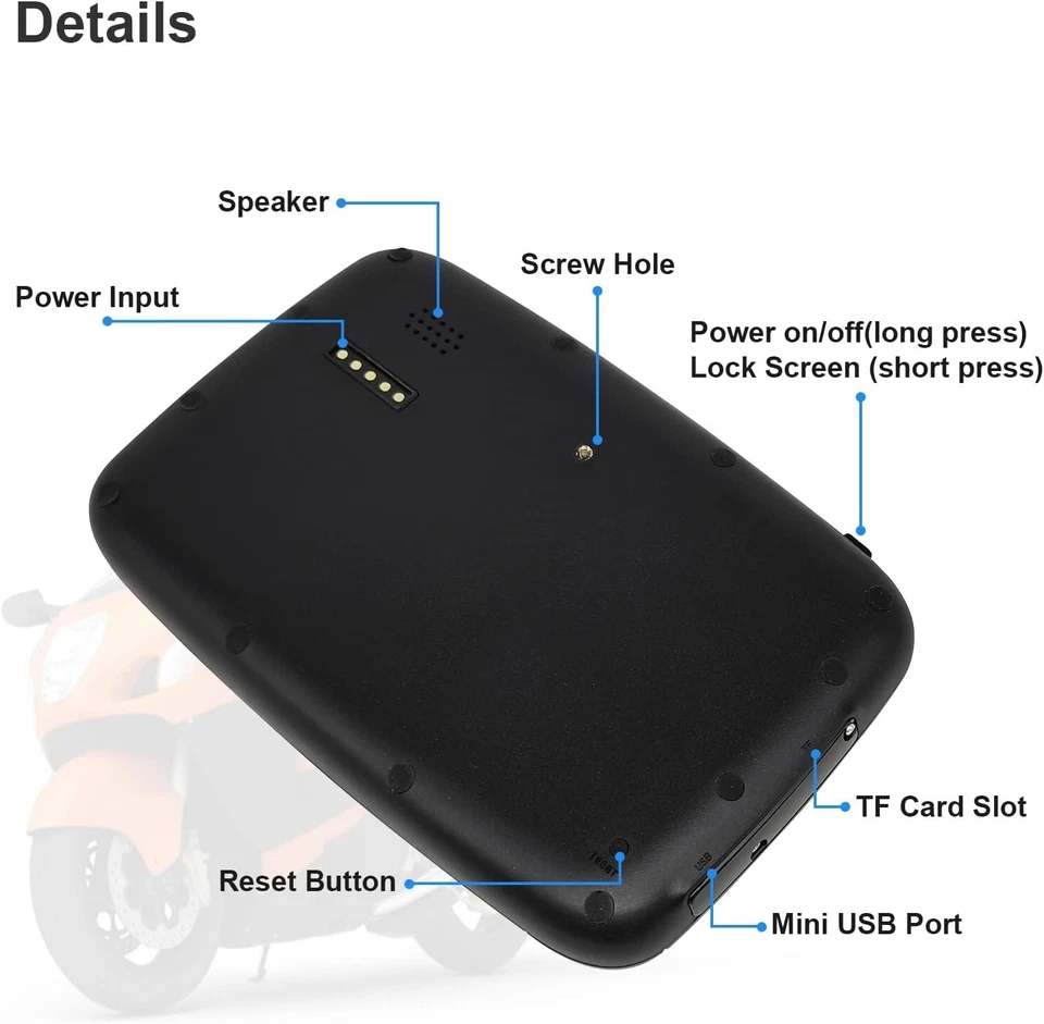 Wireless Apple CarPlay/Android Auto 5" Motorcycle GPS IPX7 Waterproof, Bluetooth - Image 2 of 4