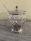SHEFFIELD STERLING CRYSTAL JAM JELLY JAR WITH LID AND STERLING LUNT SPOON