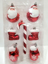 12pc Christmas Holiday Red White Candy Cane Peppermint Plastic Tree Ornaments